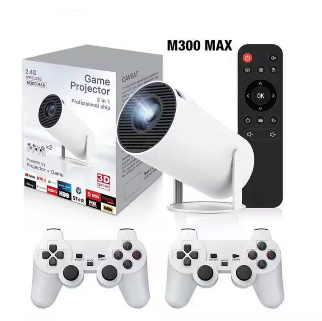 Video Game Consoles Android11 System Intelligent Projector 1080p Home Projector 64GB 20000+ Games | 12000 lumens