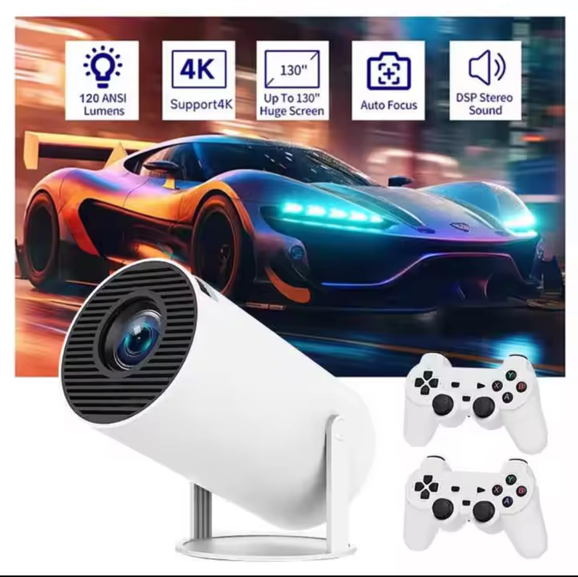 Video Game Consoles Android11 System Intelligent Projector 1080p Home Projector 64GB 20000+ Games | 12000 lumens
