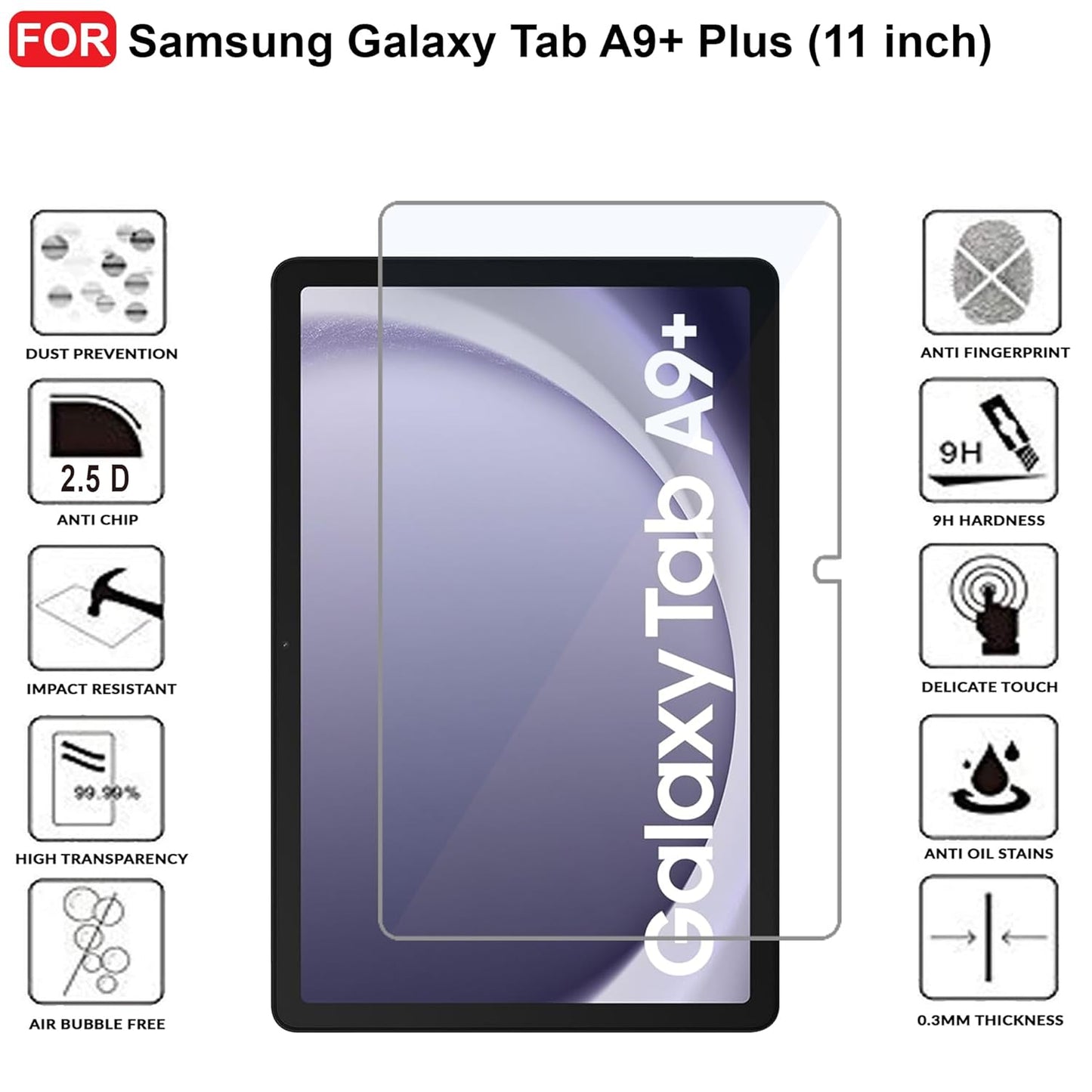 Samsung Tab A9+ Plus Tempered Glass